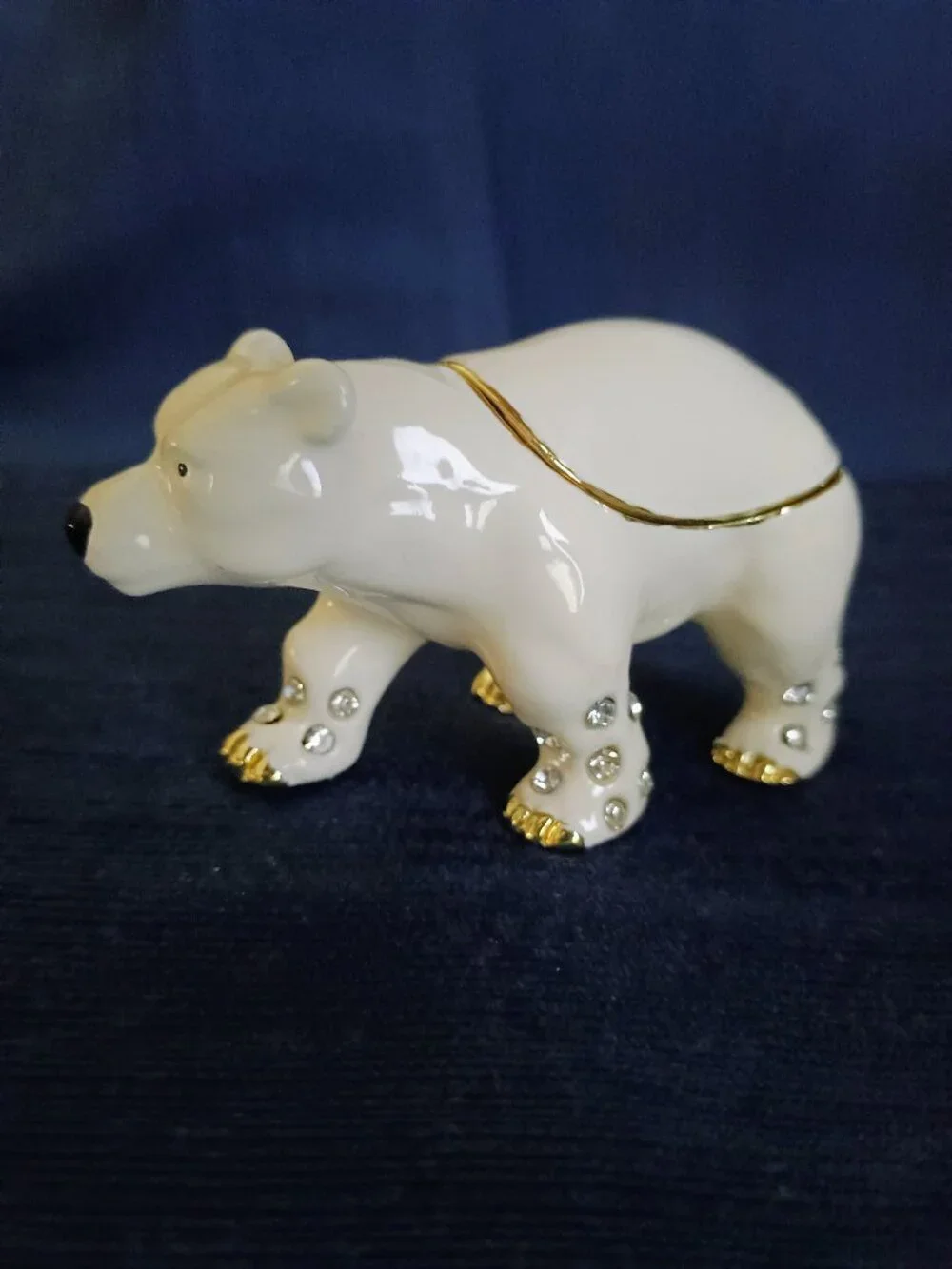 Polar Bear Jeweled Enameled Trinket Box